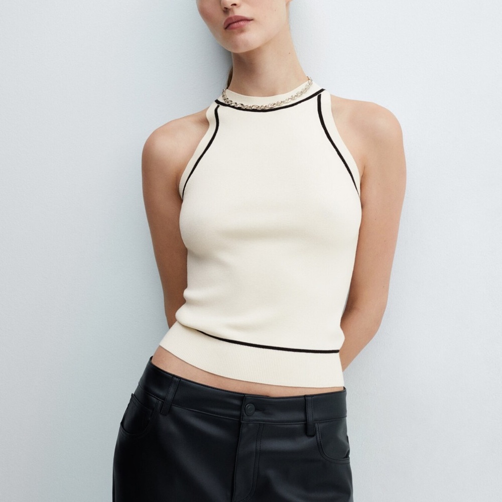 Mango contrast trim top